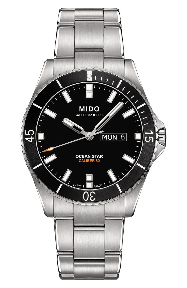 MIDO Ocean Star Automatic Bracelet Watch, 42.5mm, Main, color, Silver/ Black/ Silver
