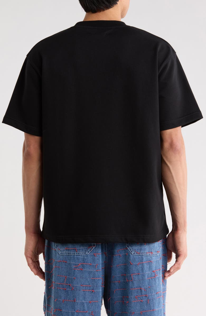 PLEASURES Twitch Leather Appliqué & Rhinestone T-Shirt, Alternate, color, Black