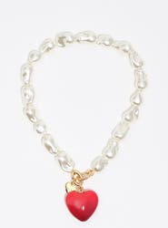 Bimba y Lola Irregular Pearl Heart Necklace