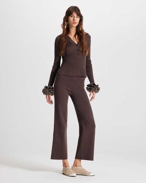 Theo The Label Nomia Wide Leg Knit Pant In Brown