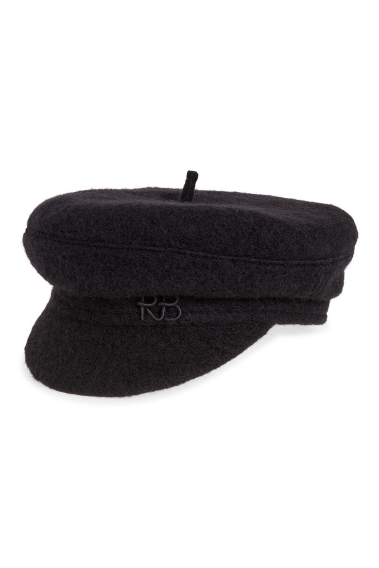Wool Blend Beret Cap, Main, color, BLACK