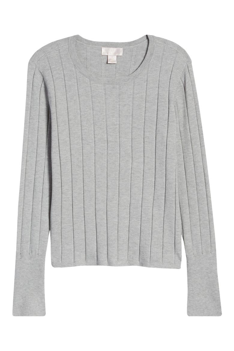 Easy Ribbed Sweater, Alternate, color, GREY HEATHER