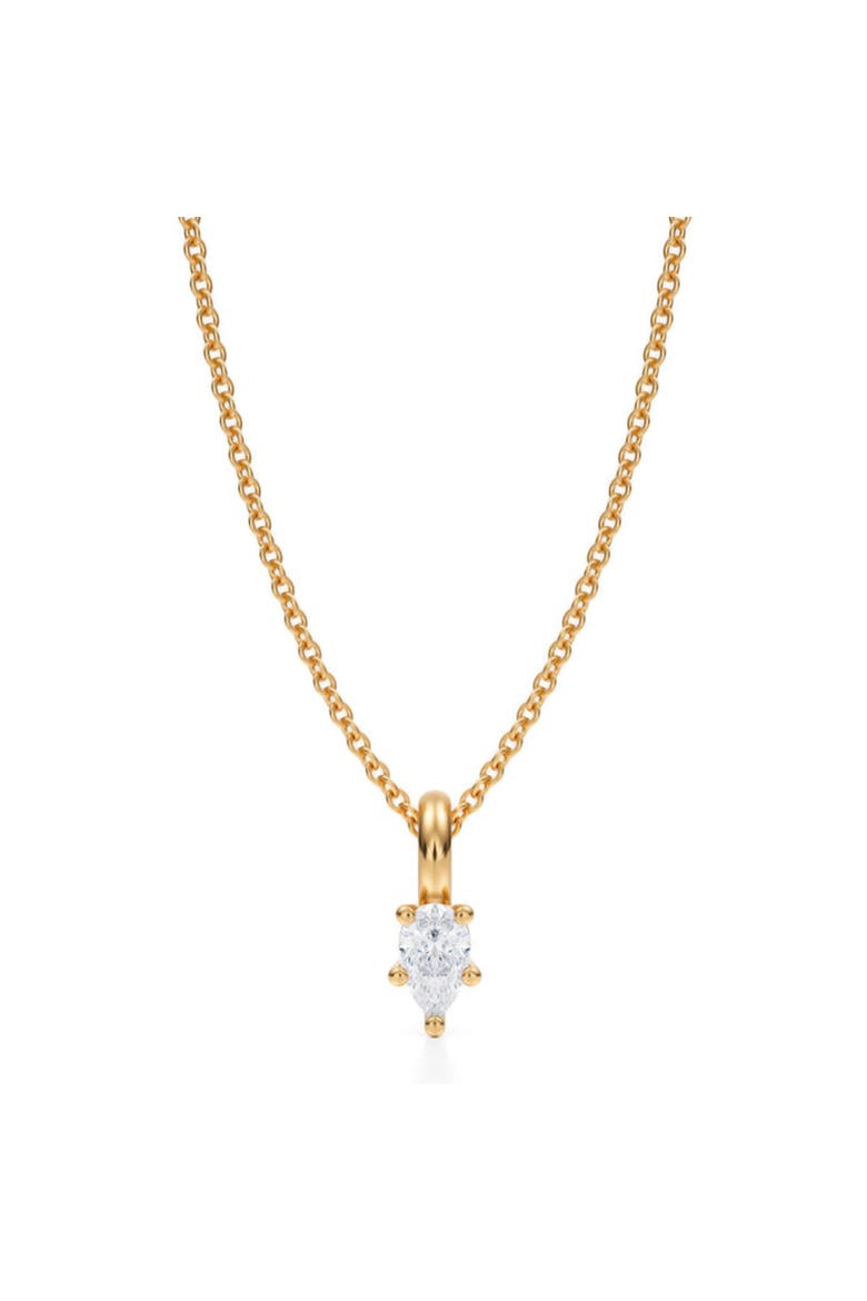 Pear Solitaire Lab Diamond Pendant Necklace 14K White Gold, Main, color, Yellow Gold