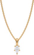 ALLUREZ Pear Solitaire Lab Diamond Pendant Necklace 14K White Gold