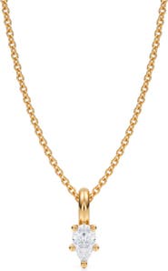 ALLUREZ Pear Solitaire Lab Diamond Pendant Necklace 14K White Gold