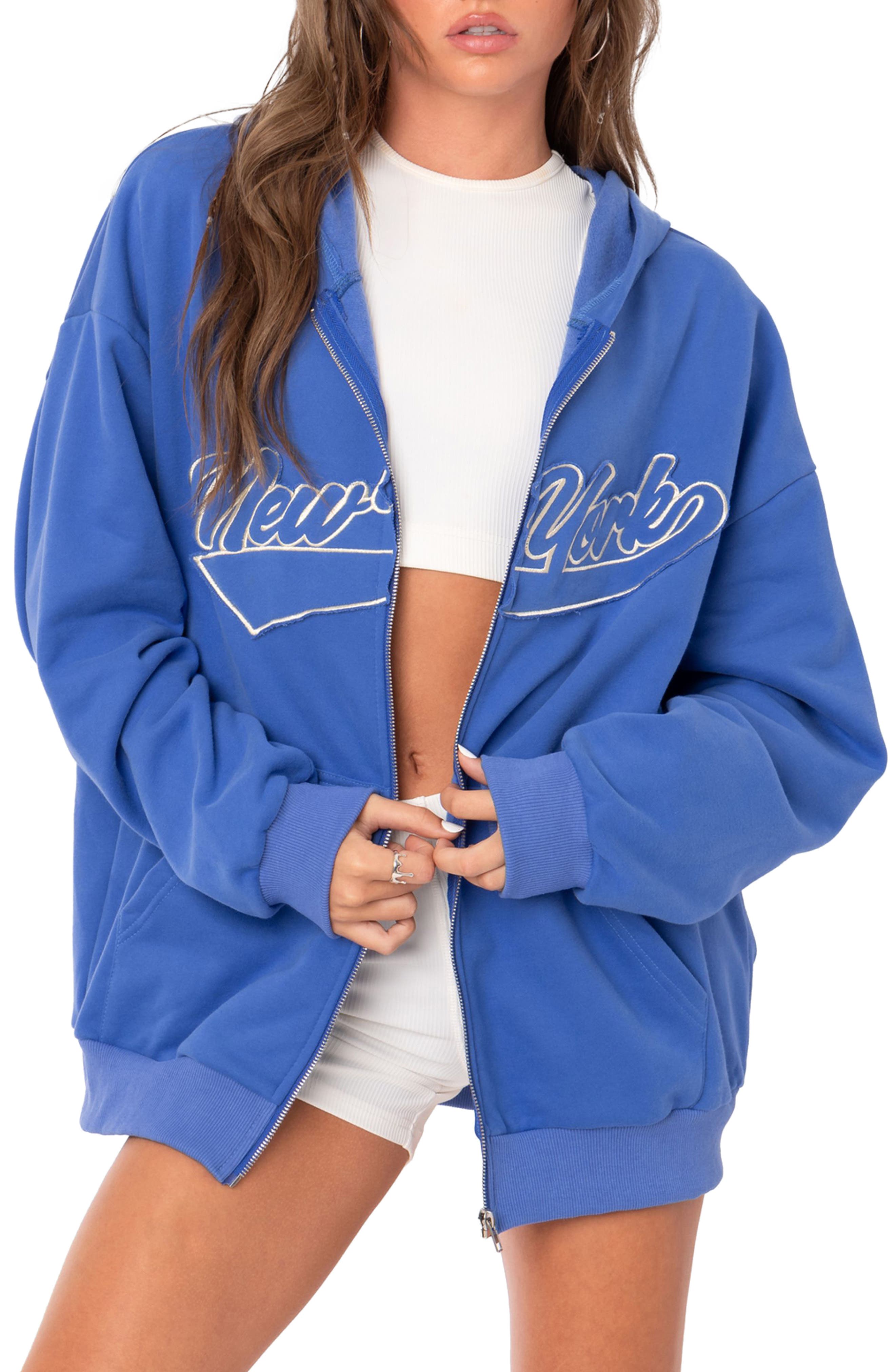 New York Oversize Front-Zip Hoodie (Women) | Nordstrom