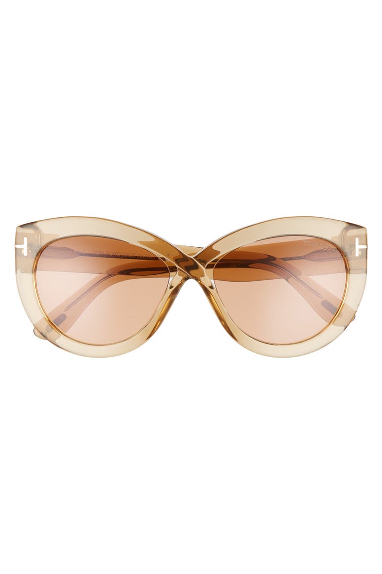 Diane 56mm Butterfly Sunglasses, Alternate, color, TRANSPARENT CHAMPAGNE/ BROWN