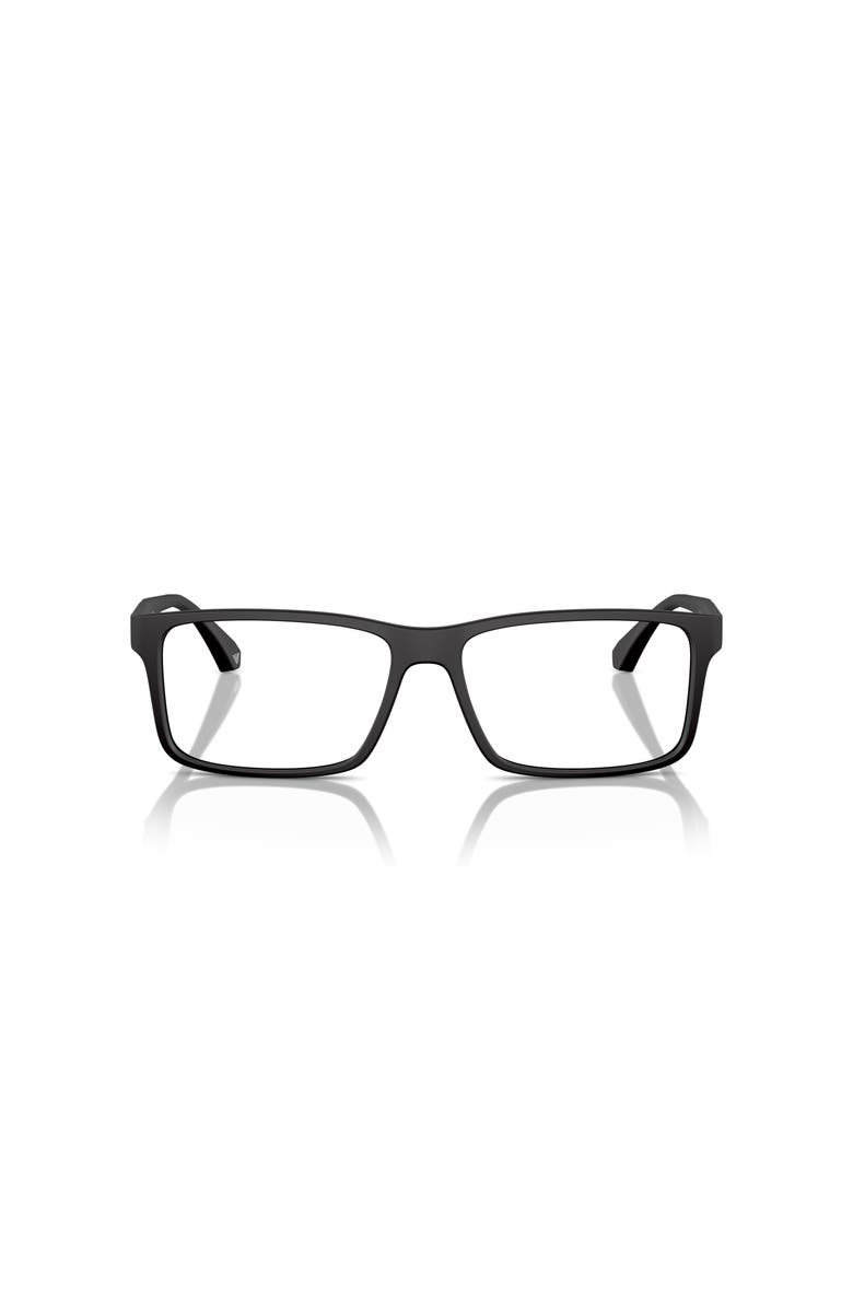 Emporio Armani 56mm Rectangle optical glasses, Alternate, color, Black