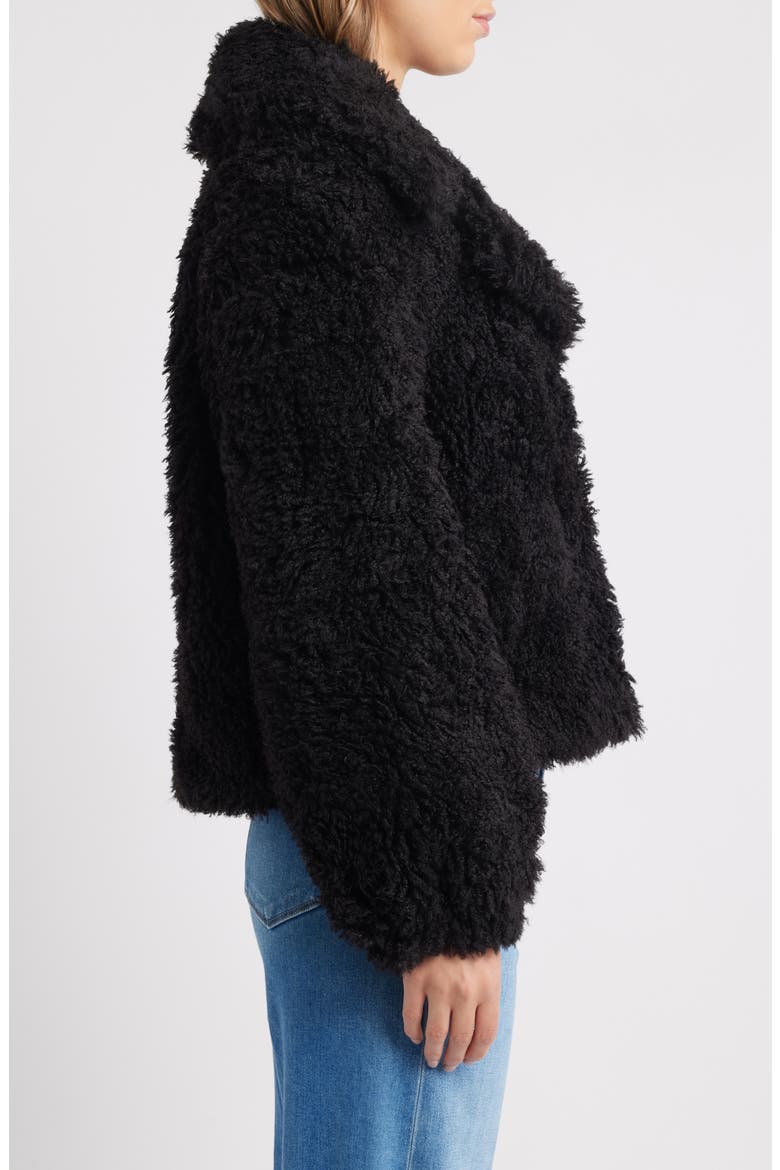 Short Faux Fur Jacket, Alternate, color, BLACK