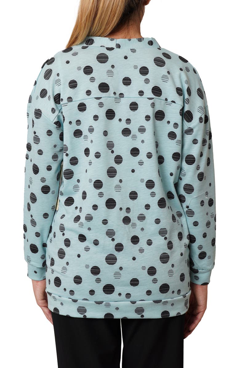 CYRUS Drop Shoulder Dot French Terry Sweater, Alternate, color, Pastel Blue/ Black