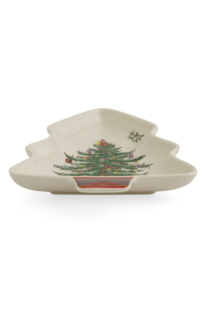 Spode Christmas Tree Tartan Spoon Rest, Alternate, color, Green