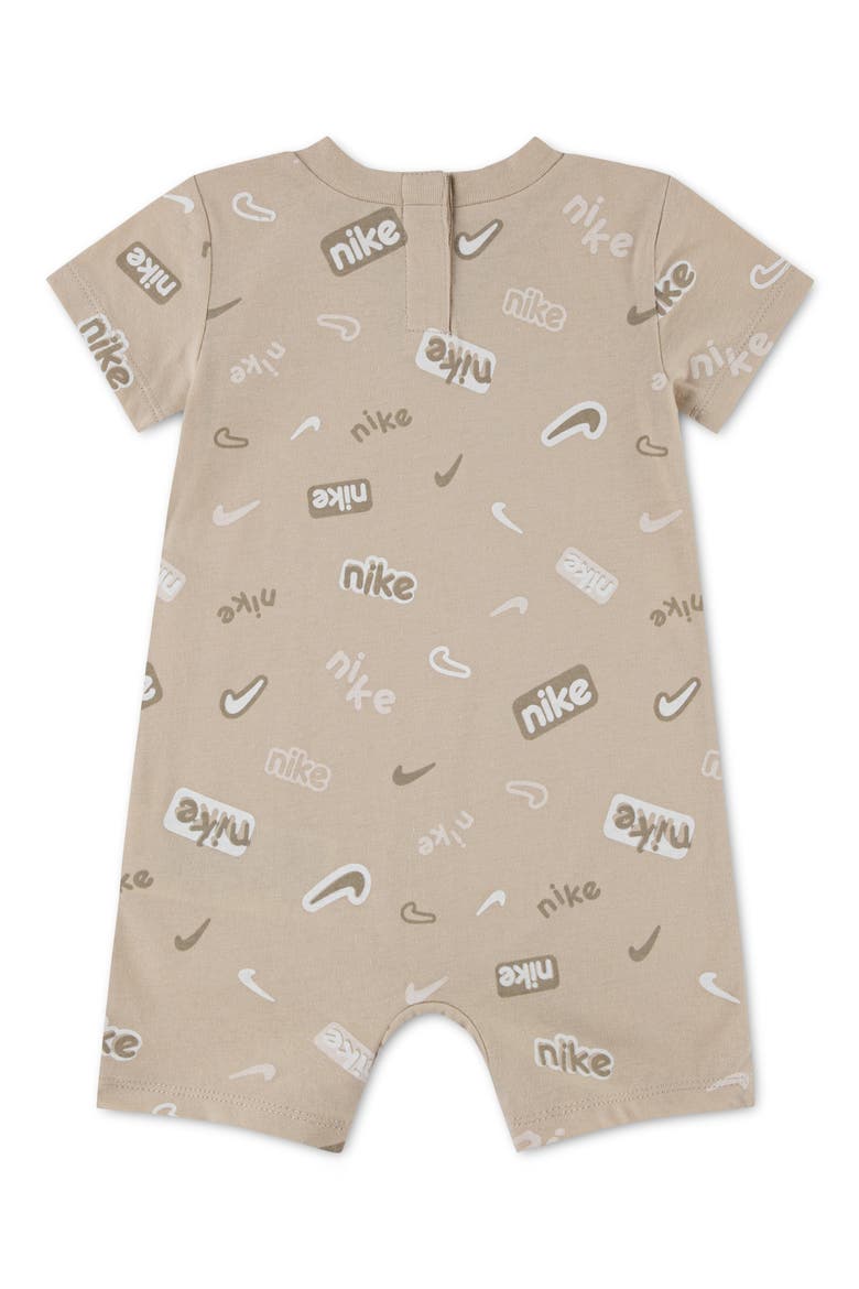 Swoosh Romper, Alternate, color, SANDDRIFT