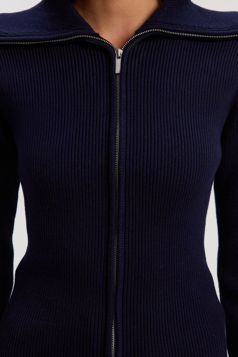 Cotton Zip Through Collar Knit Cardigan, Alternate, color, Navy