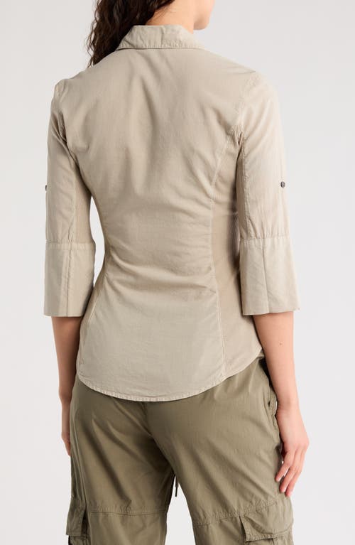 James Perse Three-quarter Sleeve Button-up Shirt In Mineral