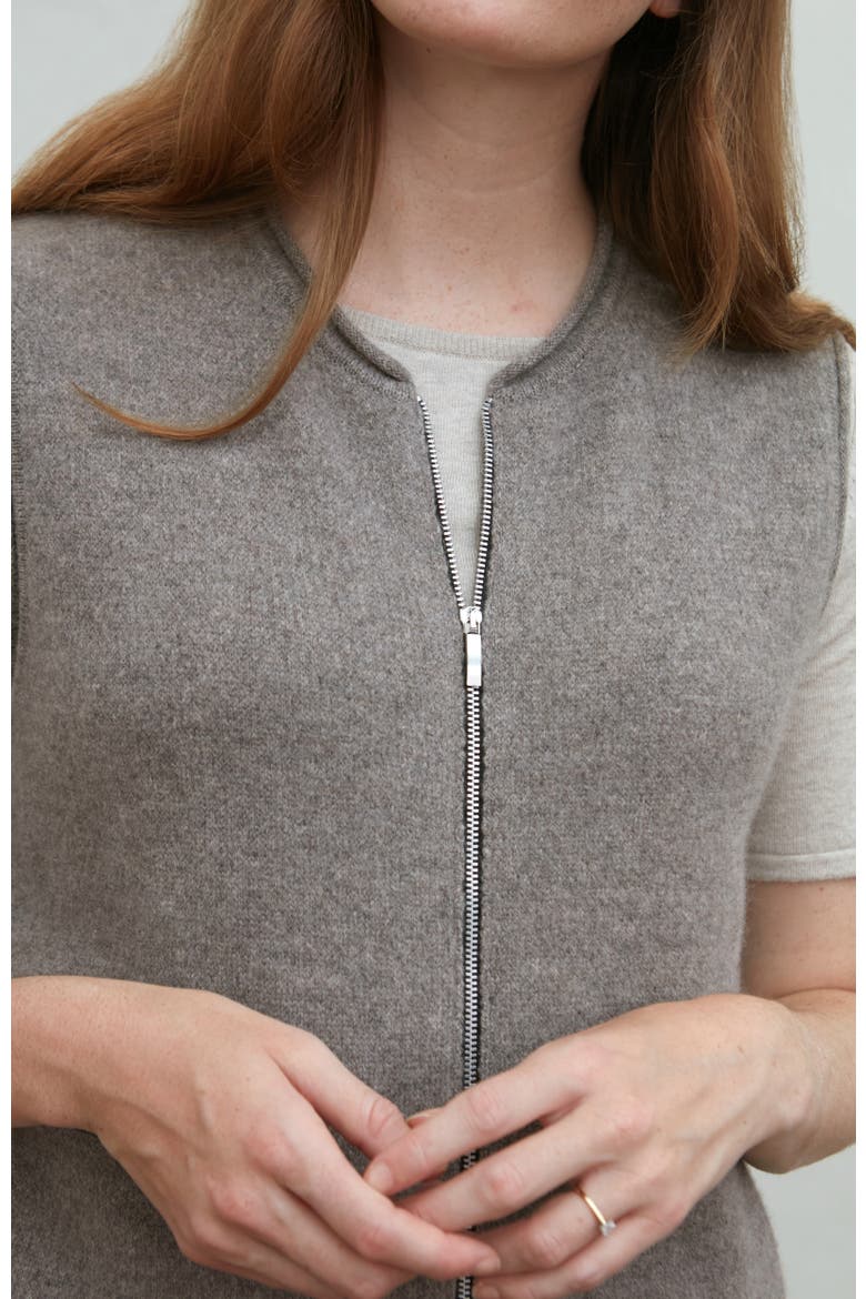 Lambswool Zip Neck Knitted Gilet, Alternate, color, Vole