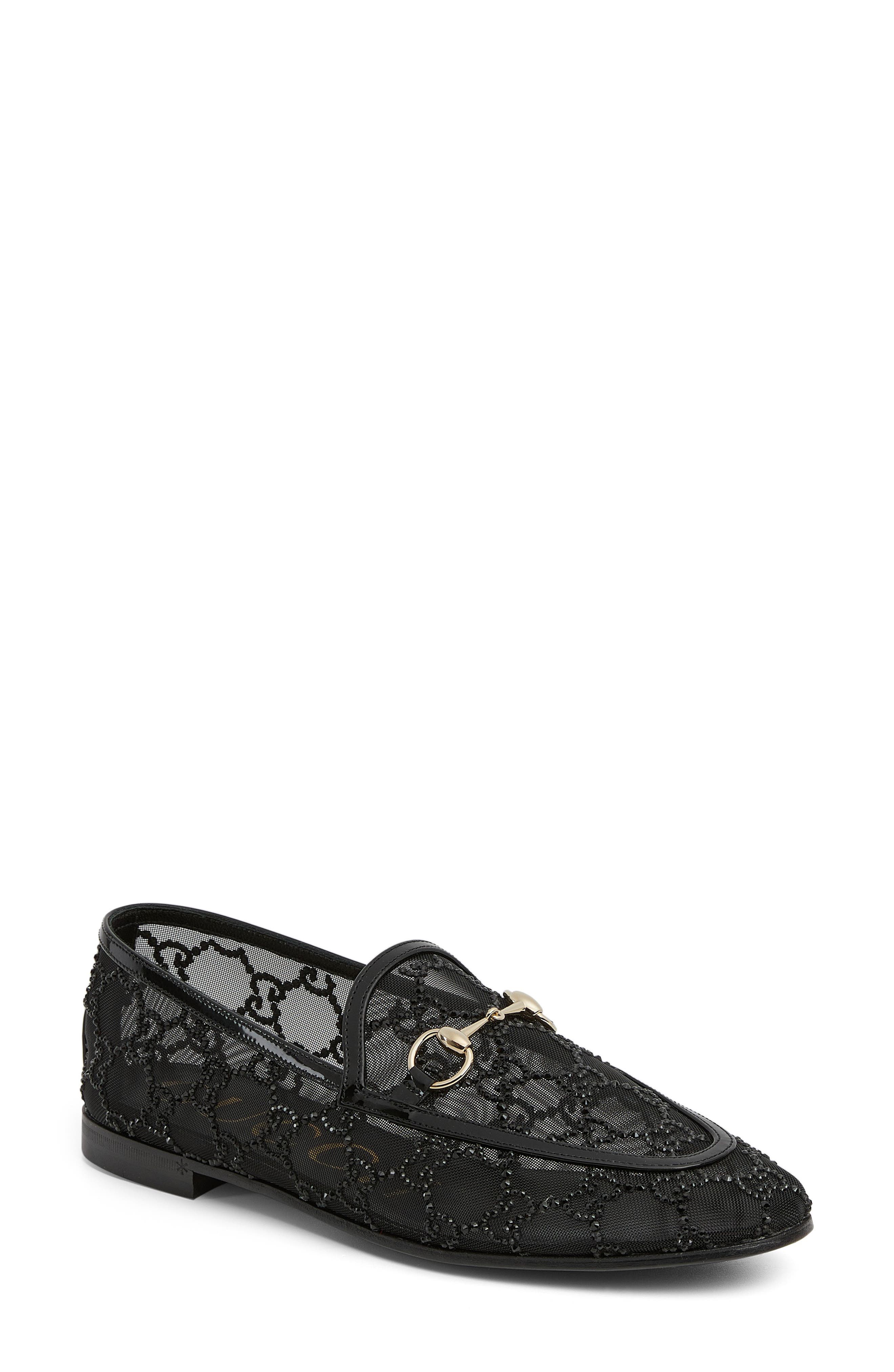 Gucci New Jordaan GG Crystal Mesh Horsebit Loafer, Main, color, 001 Black/Black/Milady