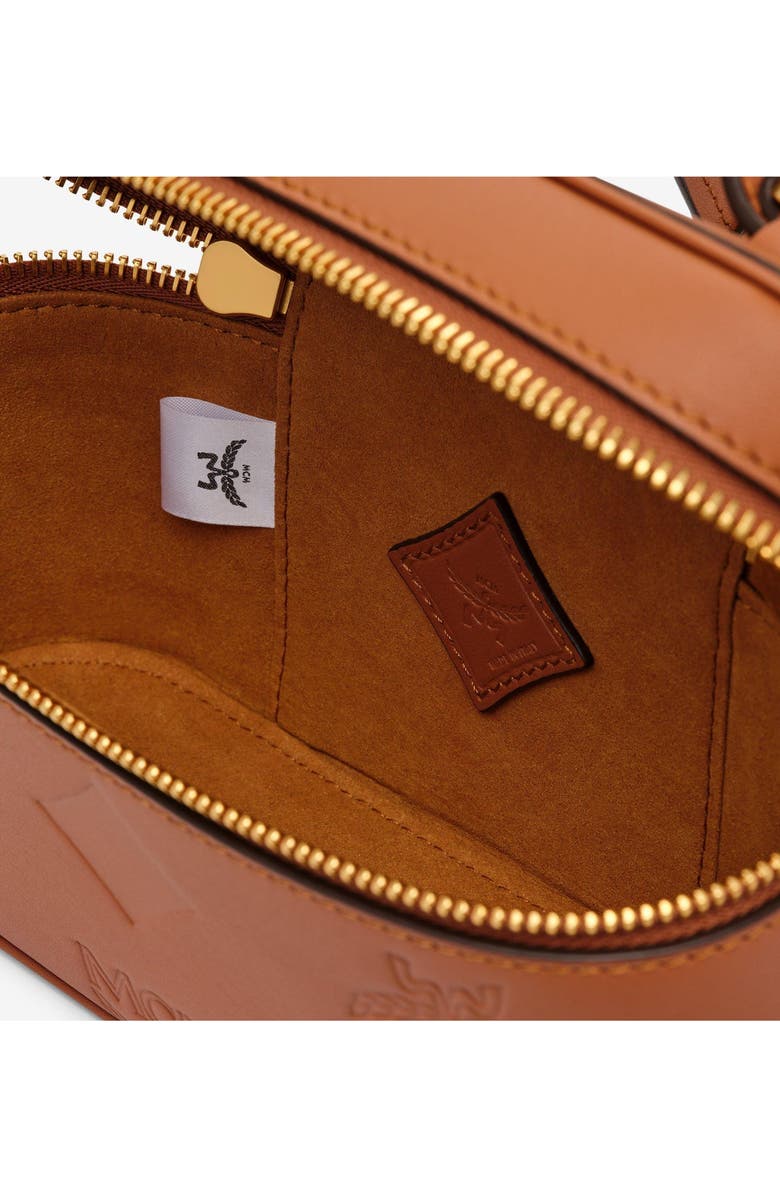 MCM Mini Aren Vanity Case in Maxi Monogram Leather, Alternate, color, Mocha Bisque