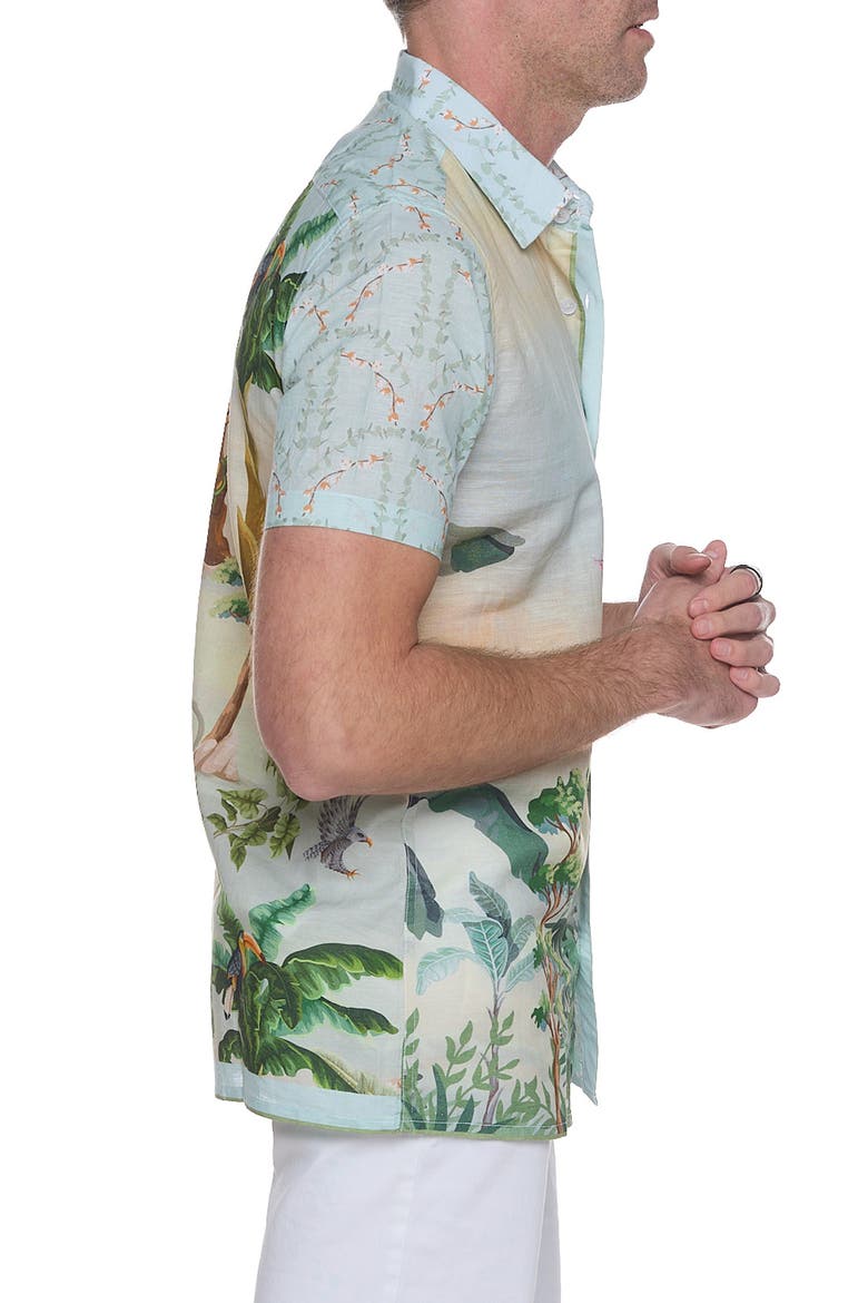 Printed Linen & Cotton Shirt, Alternate, color, BEIGE