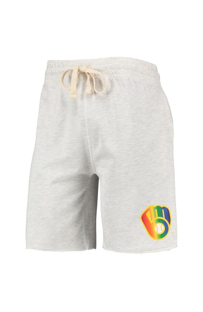 CONCEPTS SPORT Men's Concepts Sport Oatmeal Milwaukee Brewers Mainstream Logo Terry Tri-Blend Shorts, Alternate, color, Oatmeal