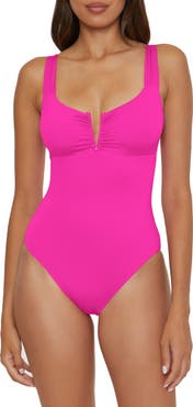 Becca Shirred V-Wire One-Piece Swimsuit