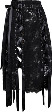 Simone Rocha Unraveling Ribbon & Ring Lace Skirt