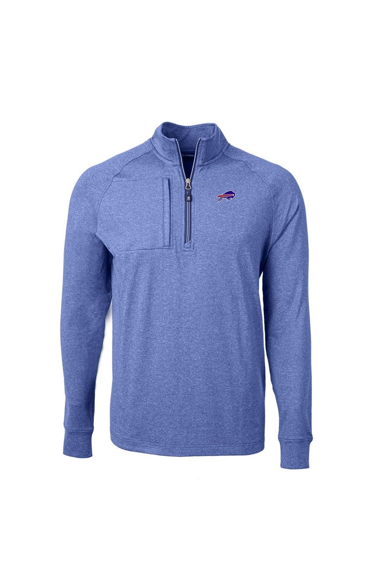 Cutter & Buck Men's Cutter & Buck Heather Royal Buffalo Bills Big & Tall Adapt Eco Knit Quarter-Zip Pullover Top, Alternate, color, Heather Royal