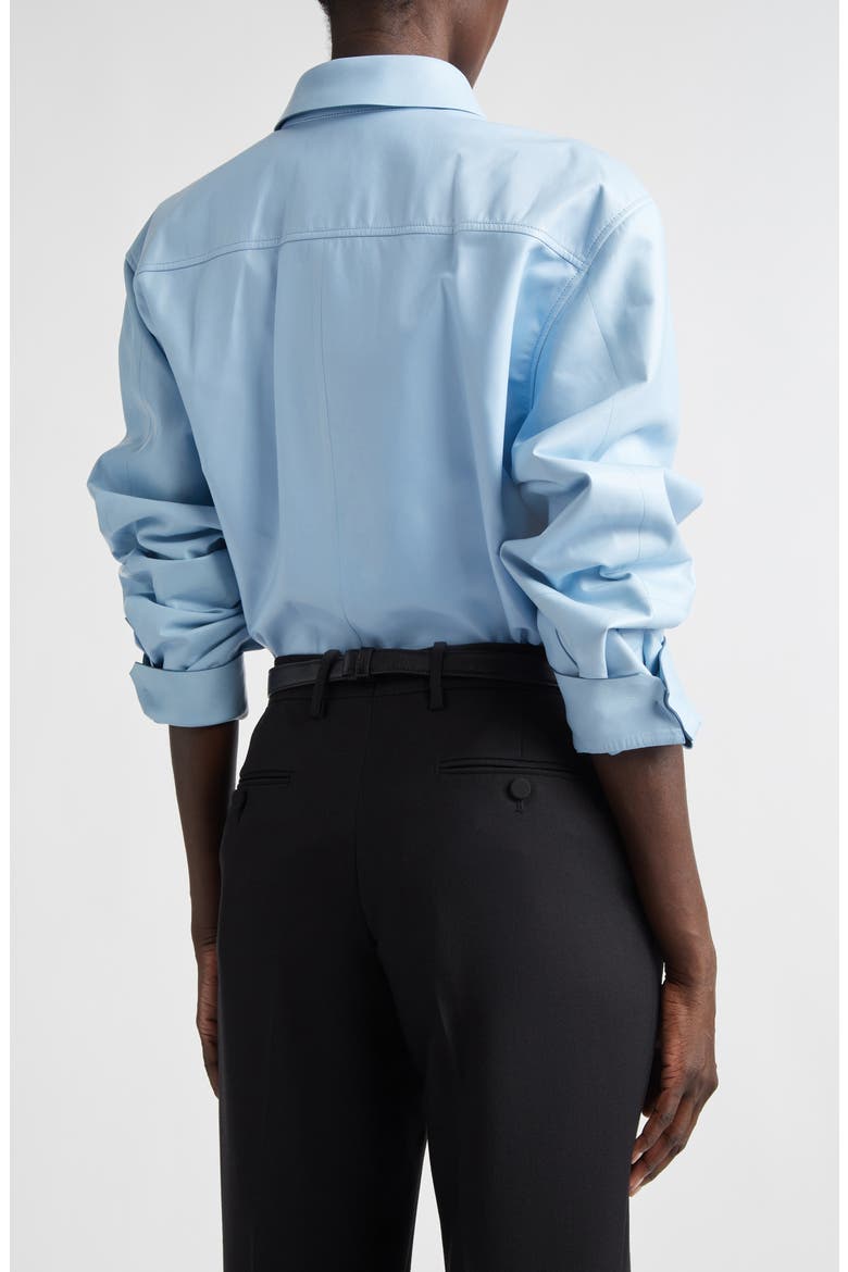 French Plongé Leather Button-Up Shirt, Alternate, color, PALE BLUE