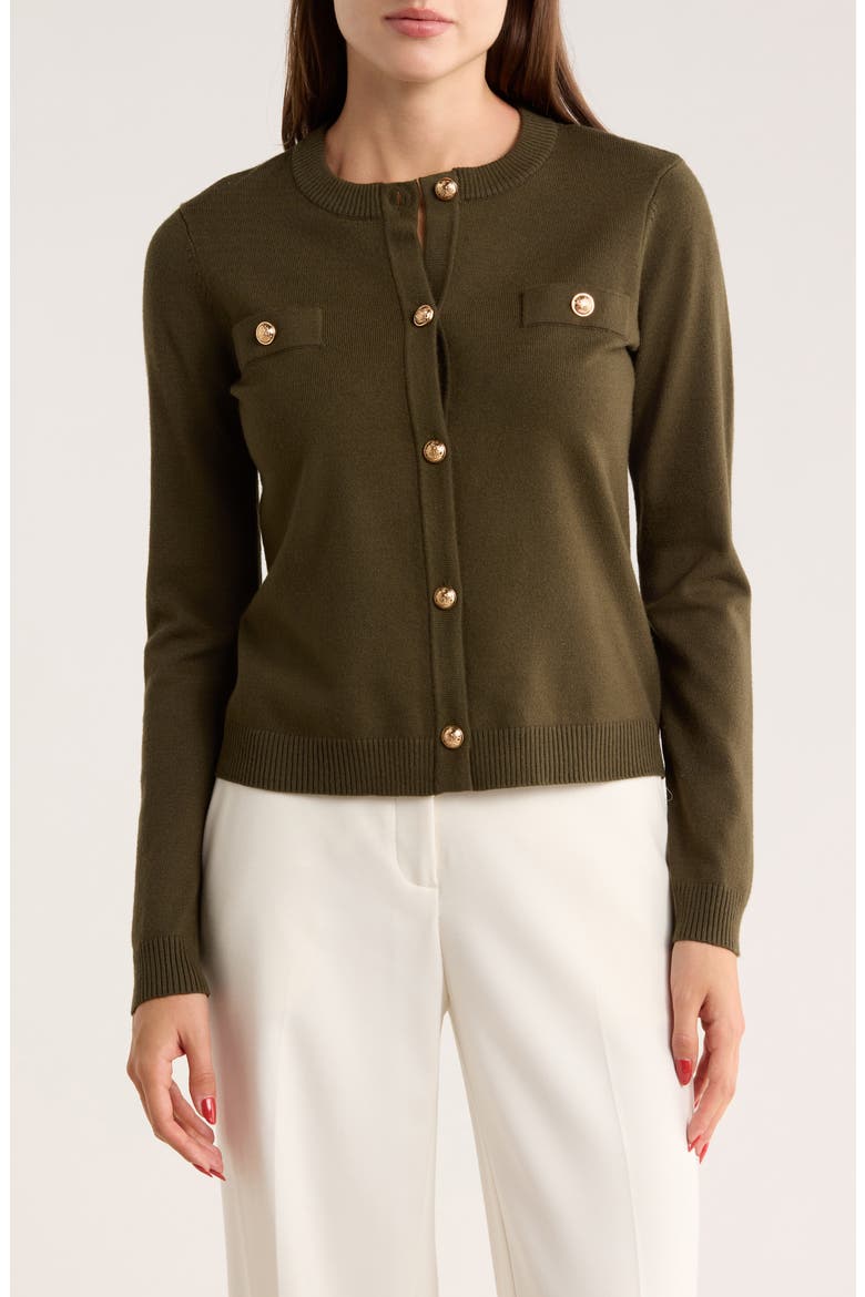 Keira Chest Pocket Cardigan, Main, color, RIFLE GREEN
