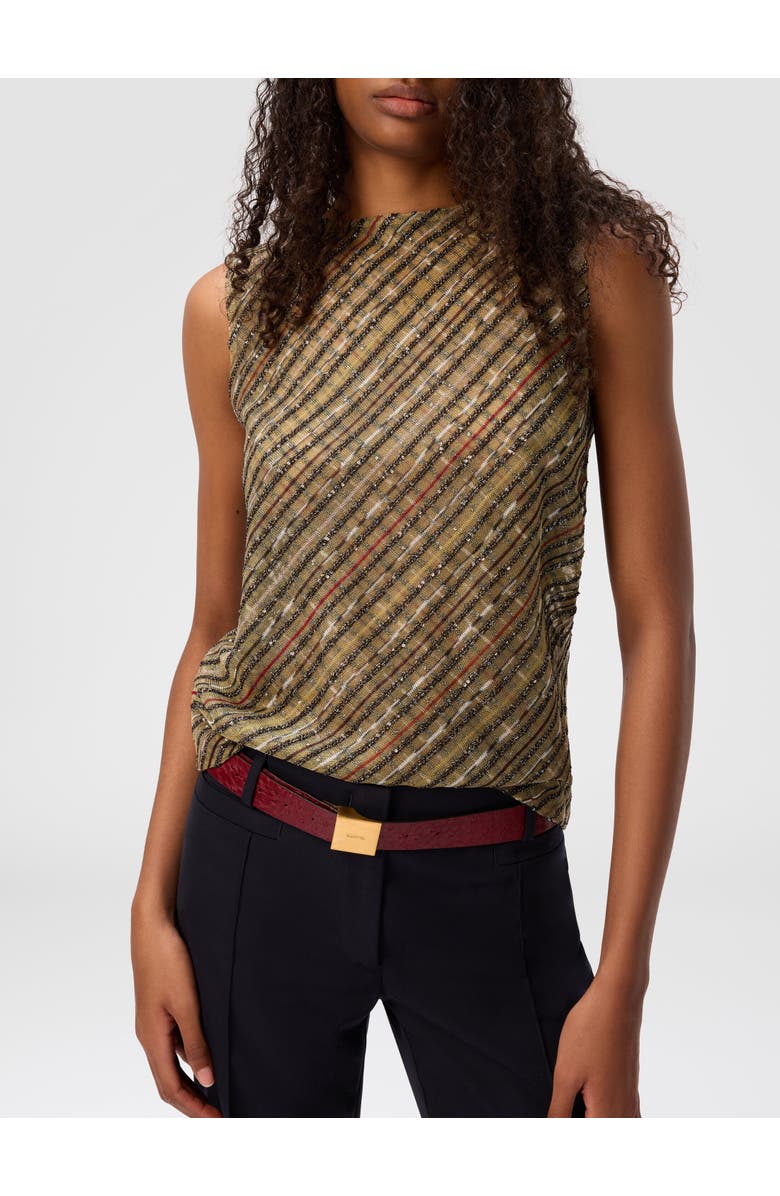 Missoni Criss-cross Tartan Crew Neck Top, Alternate, color, Green & Gold