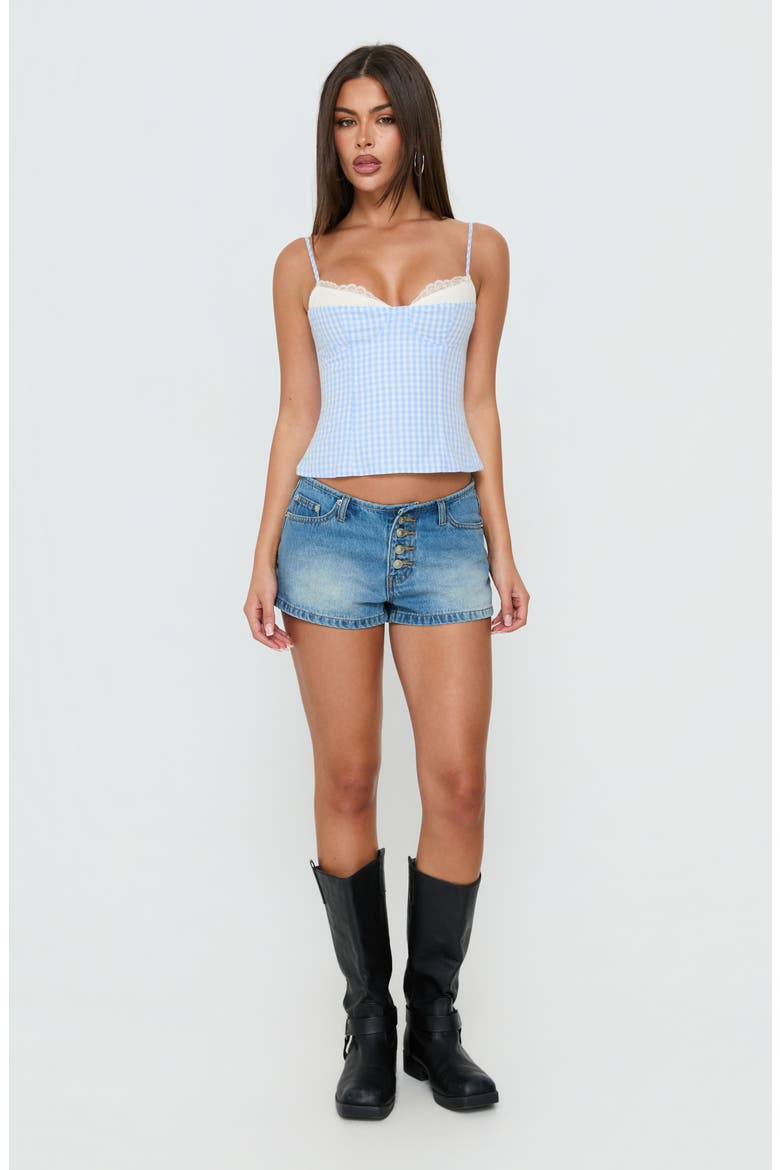 Gingham Spliced Bust Detail Cami, Alternate, color, BLUE GINGHAM