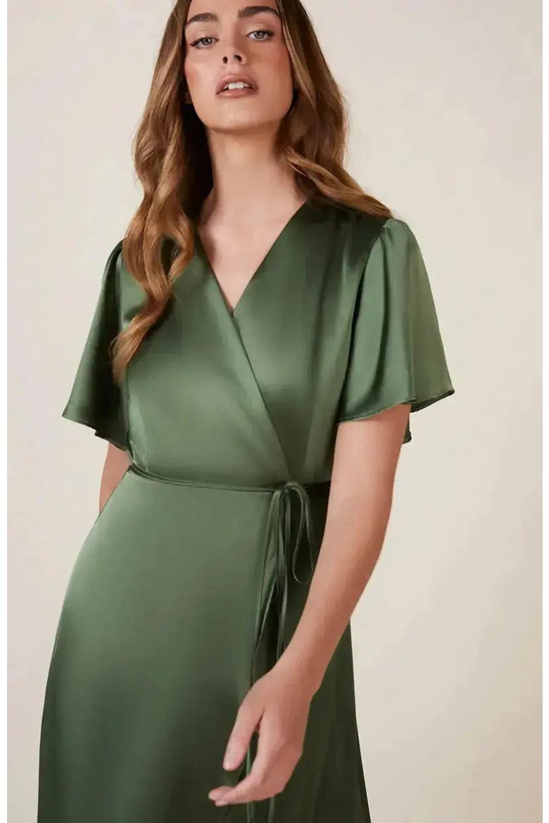 Florence Waterfall Hem Dress, Alternate, color, Olive Green