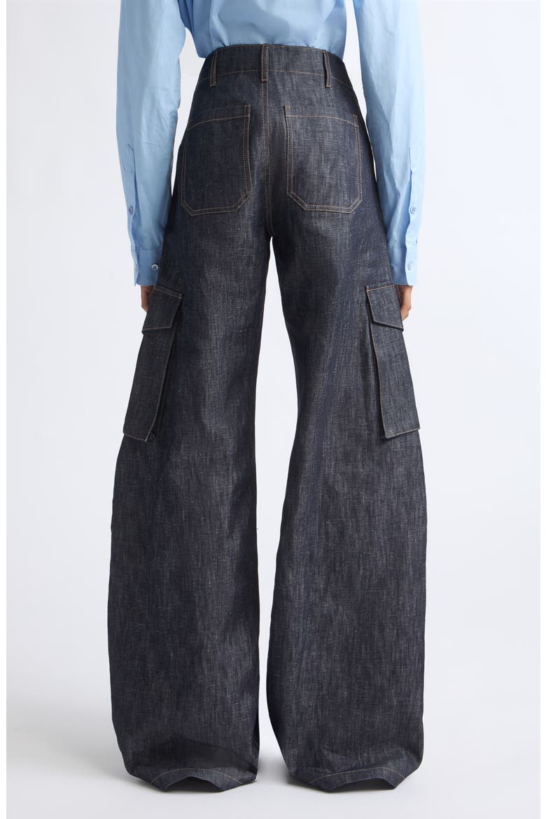 Eos Cotton & Linen Denim Barrel Leg Cargo Pants, Alternate, color, DENIM