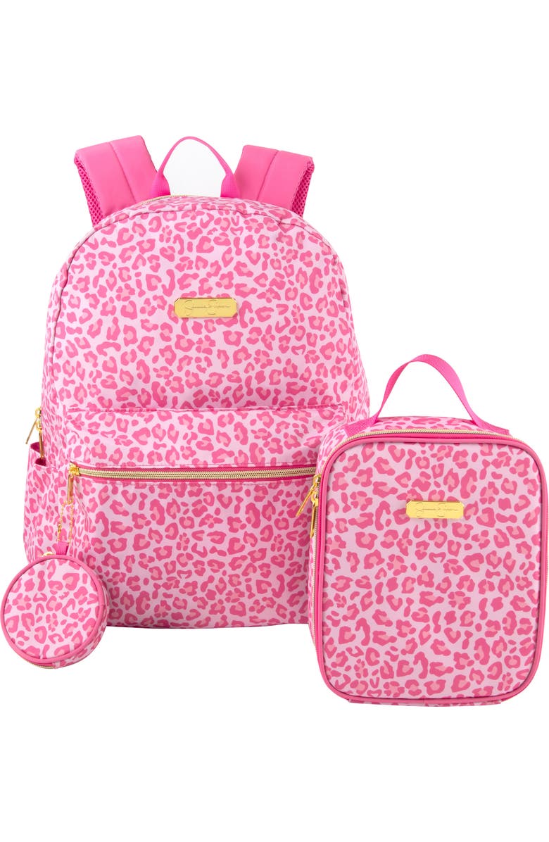 Jessica Simpson Kids' Pink Leopard Backpack with Lunch Tote, Main, color,
