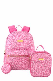 Kids' Pink Leopard Backpack with Lunch Tote