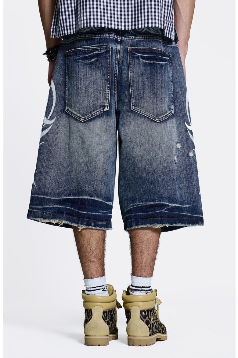 Blade Colossus Crop Wide Leg Denim Shorts, Alternate, color, BLUE