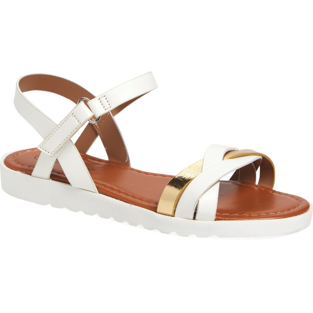 Extreme By Eddie Marc Kids' Metallic Strap Sandal In White