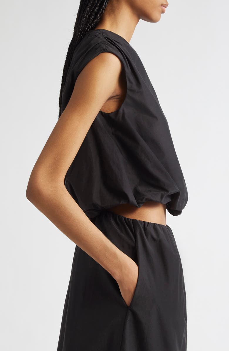 LOULOU DE SAISON Cosma Cotton & Silk Voile Crop Top, Alternate, color, Black