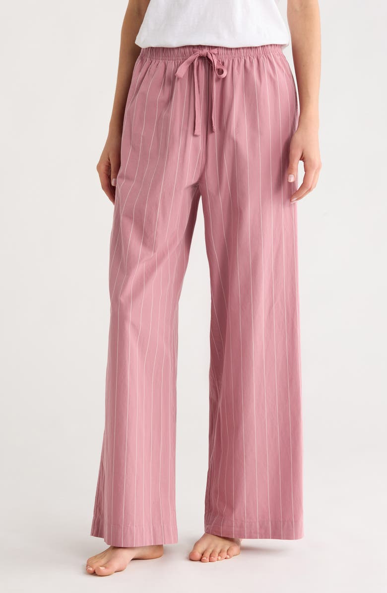 Nordstrom Cotton Poplin Pajama Pants, Main, color, Pink Wide Pinstripe