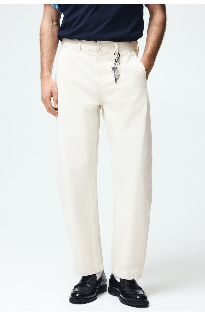 H&M Relaxed Fit Barrel Chinos, Alternate, color, Cream