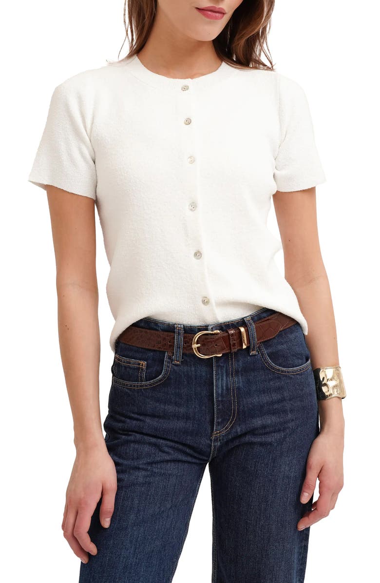 CYRUS Short Sleeve Cardigan, Main, color, Bone