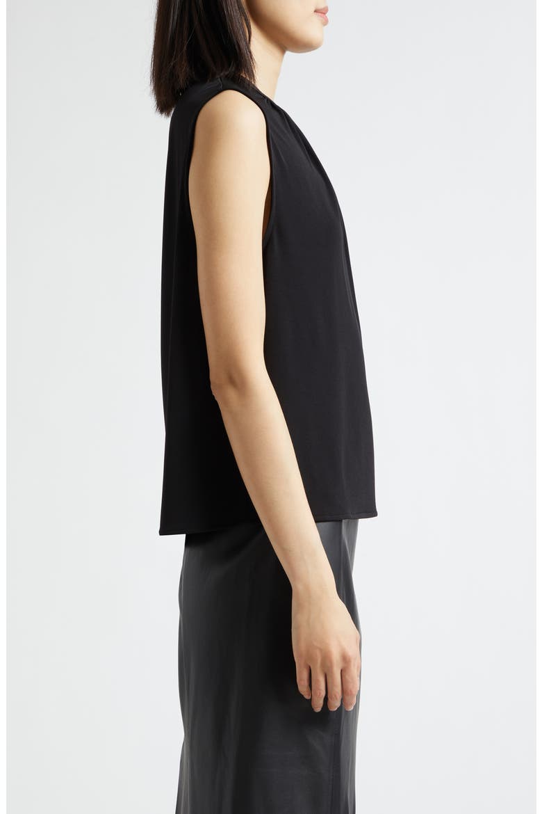 Gathered Jewel Neck Top, Alternate, color, BLACK