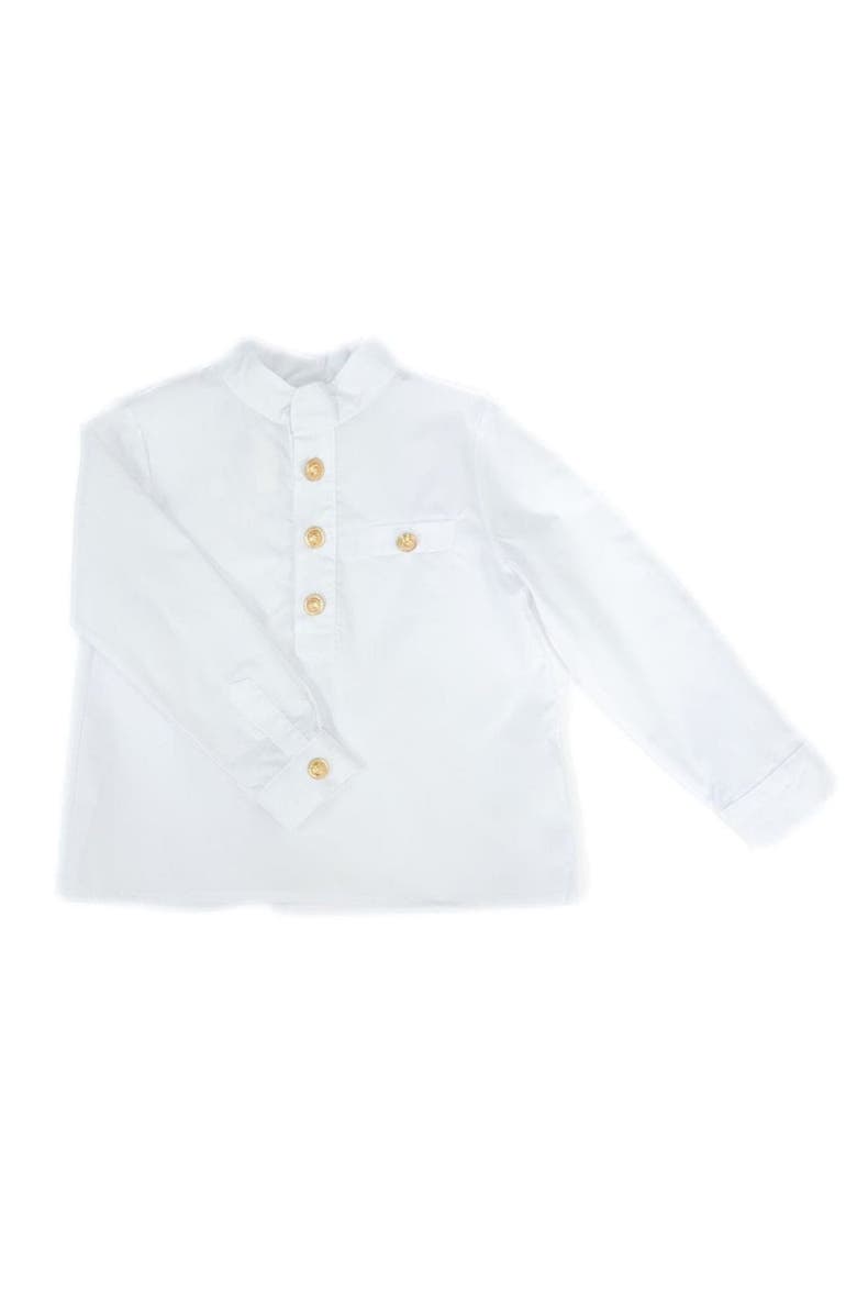 Petite Maison Kids Charlie White Mandarin Collar Shirt, Main, color, White