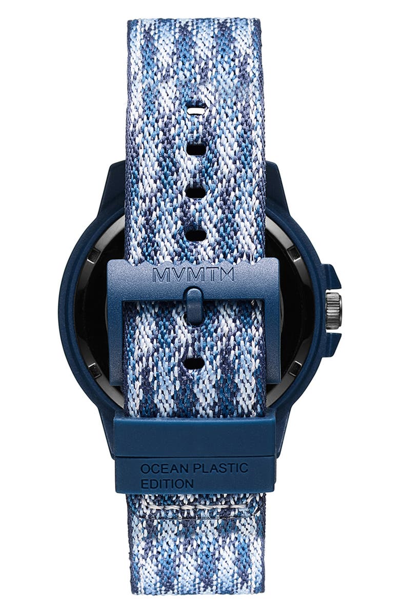 MVMT WATCHES Minimal Sport Ocean Plastic Strap Watch, 38mm, Alternate, color, Pacific Blue