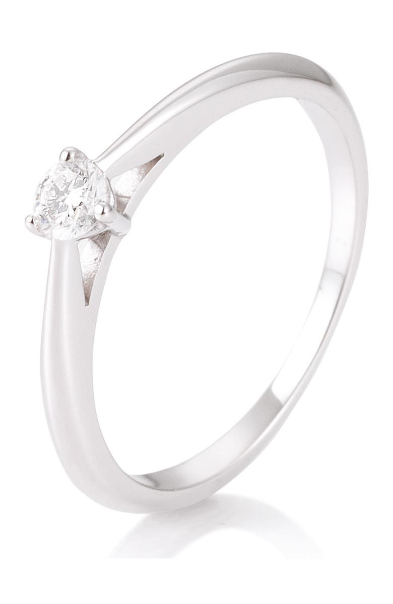 Breuning 14K White Gold Diamond Solitaire Ring - Size 7.5 - 0.15 ctw, Main, color, 