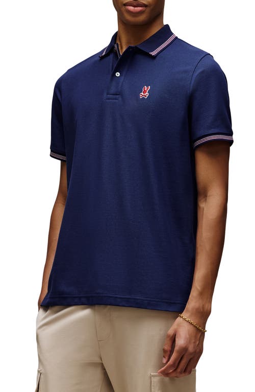 Psycho Bunny Hart Tipped Pima Cotton Piqué Polo In Blue