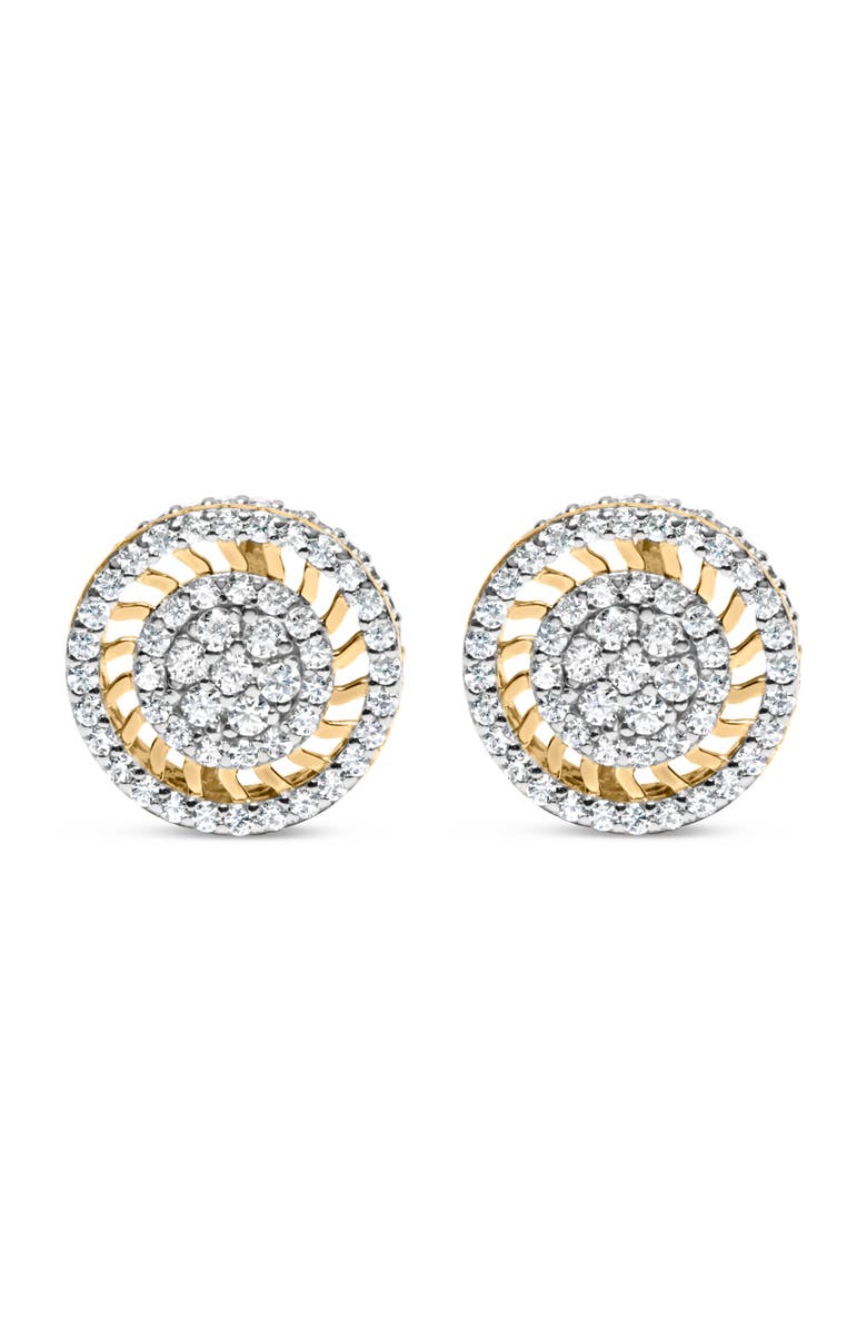 Haus of Brilliance 10K Yellow Gold 1.00 Ct Diamond Halo Radiant Sunburst Stud Earrings, Main, color, Yellow
