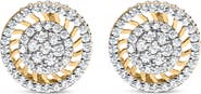 Haus of Brilliance 10K Yellow Gold 1.00 Ct Diamond Halo Radiant Sunburst Stud Earrings