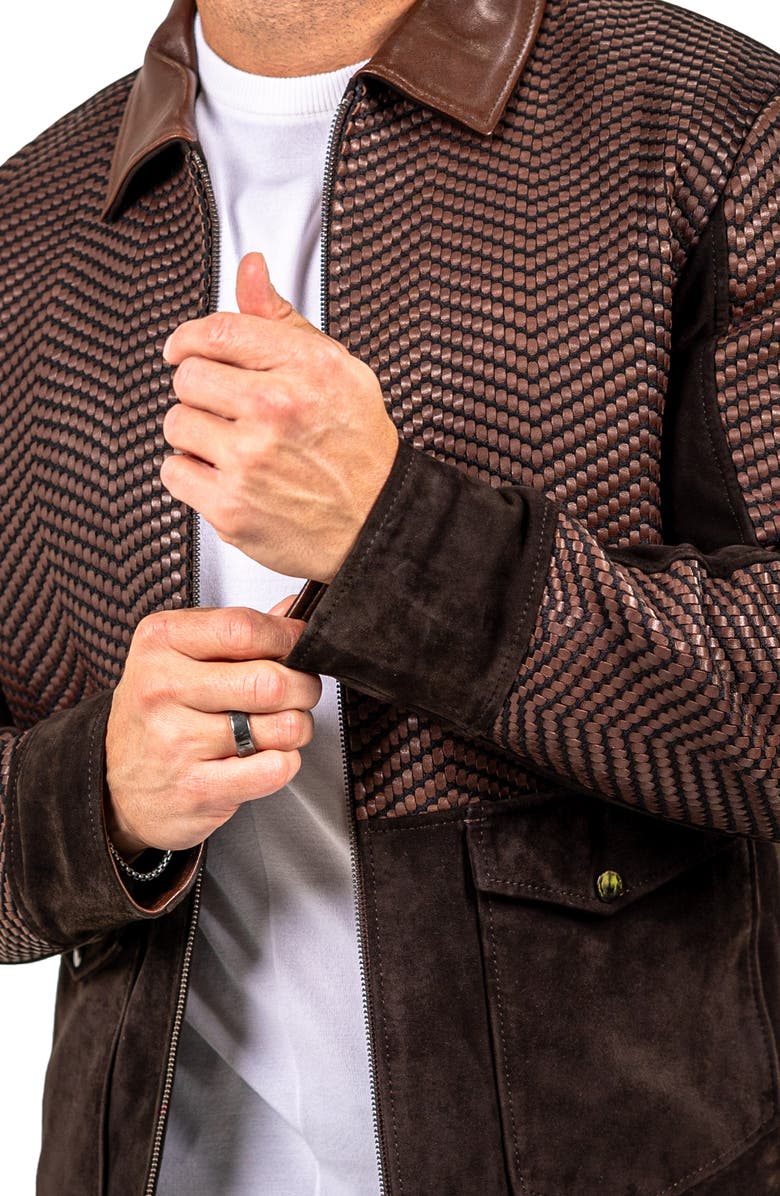 Maceoo Textured Leather Jacket, Alternate, color, Brown