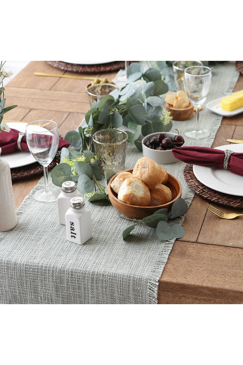 Basket Fringe Table Runner 14.5x72", Alternate, color, Light Rain