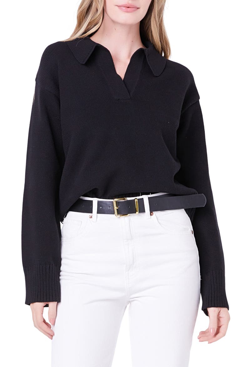 Rib Sweater, Main, color, BLACK